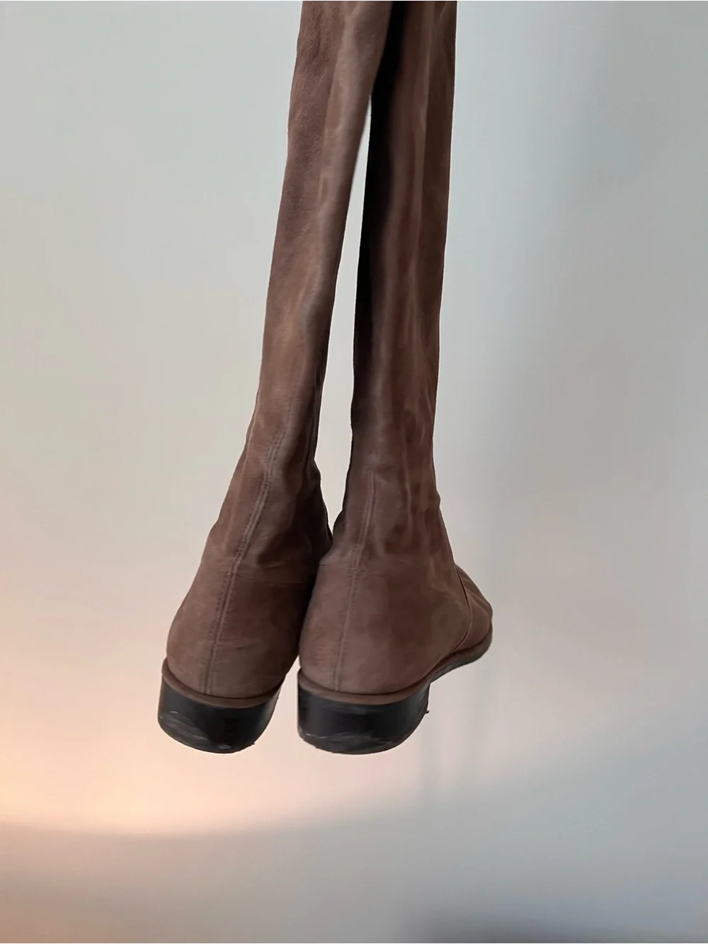 Stuart Weitzman Over-the-Knee Suede Boots in Taupe Brown